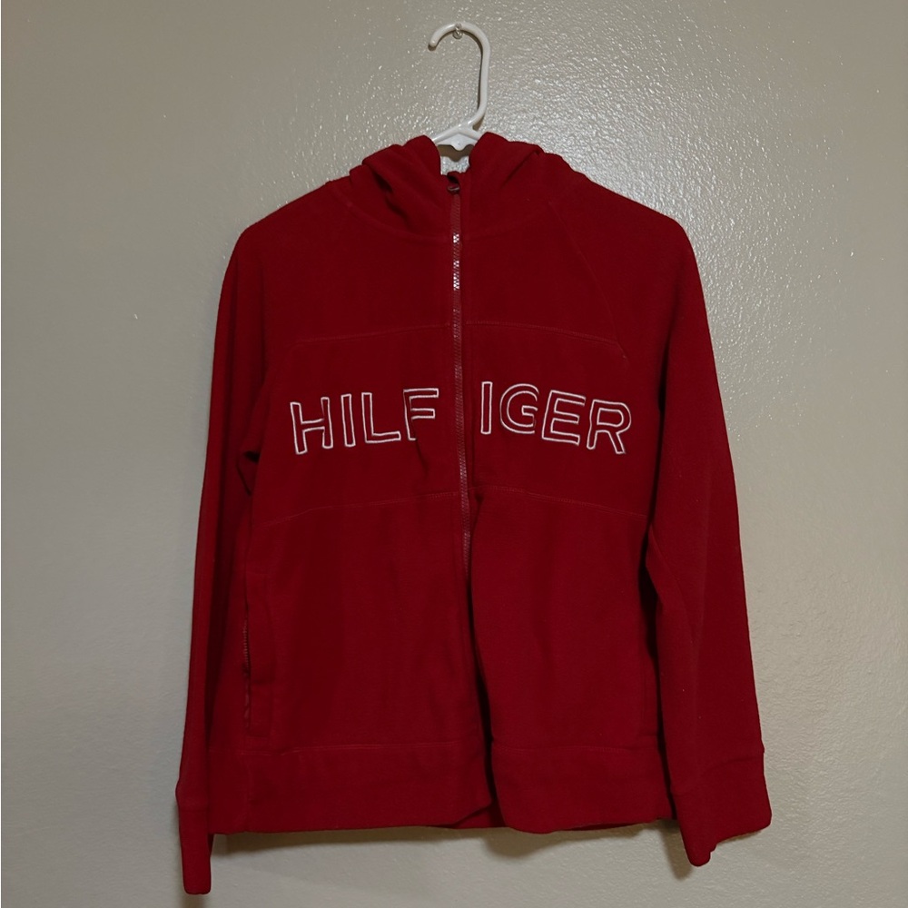 Tommy Hilfiger Red Zip-Up Hoodie Sweatshirt